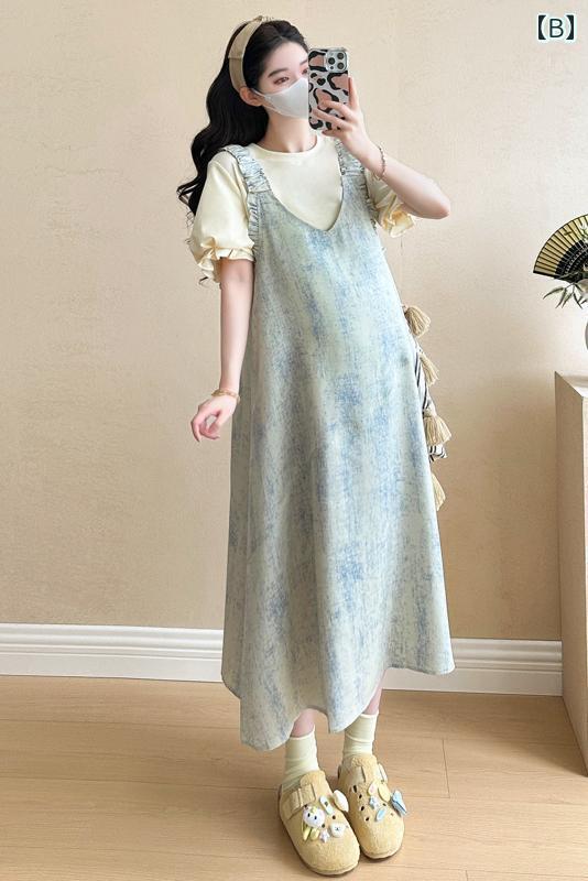 2025年 夏 大きいサイズ マタニティ ワンピース ゆったり ツーピース タイダイ ポ...