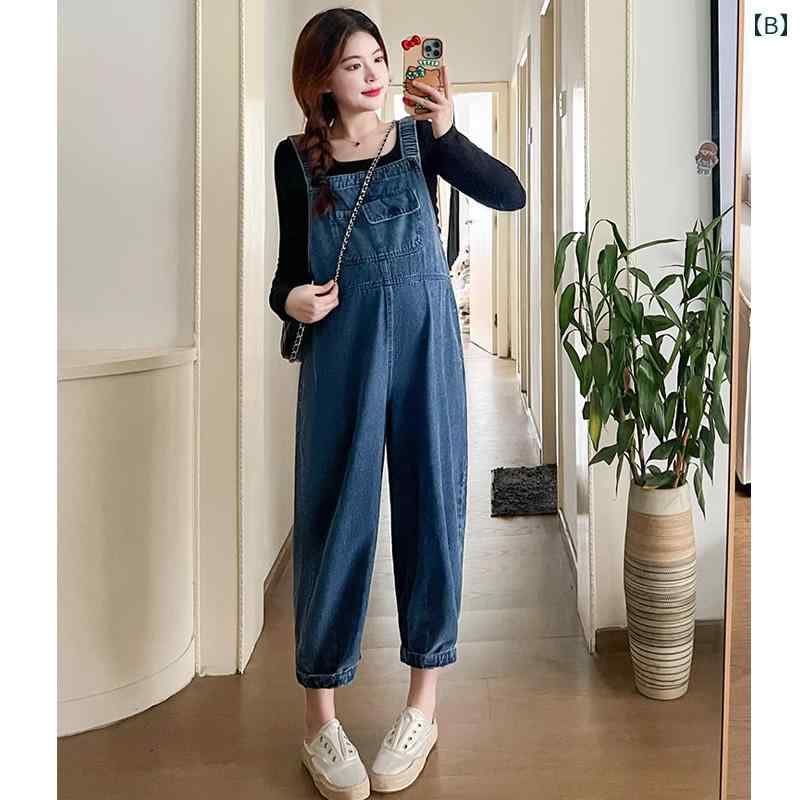 マタニティ 服 2025 春 新型 スーツ おしゃれ スタイリッシュ デニム オーバーオール ツーピース 小さい サイズ かわいい カジュアル 2