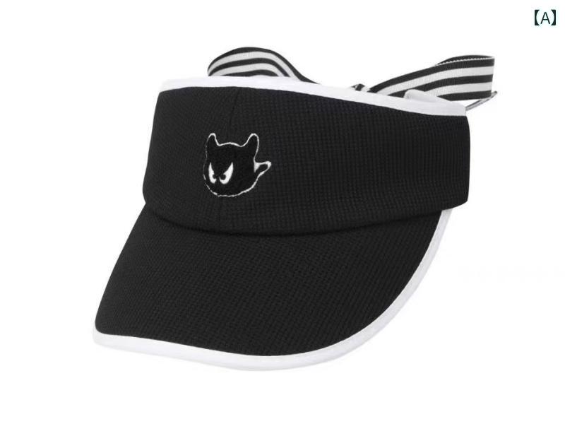 24 WAAC リトルデビル ゴルフハット 女性用 調節 可能な 帽子大きな リボン トップレス サンハット かわいい ブラック