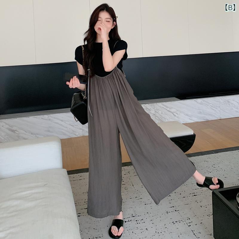 マタニティウェア 夏用 ワイドパンツ 2025年 薄手 オーバーオール スーツ おしゃれ...