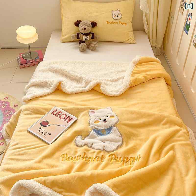 LINEAR shopのミルク ウールブランケット 冬用 厚手 カバー ブランケット オフィス 昼寝用 ソファ 子供用 小さめ インテリア ベッド カジュアル｜アングル2