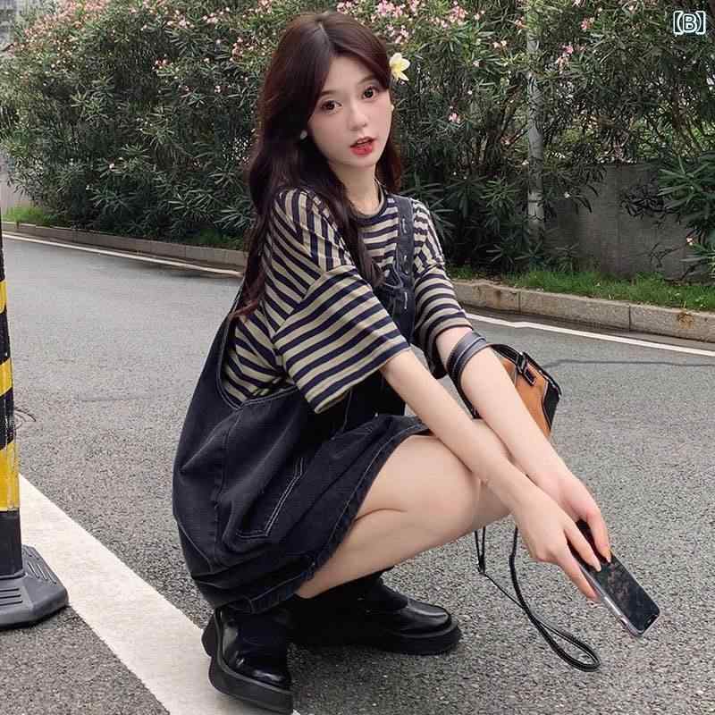 マタニティ 夏 デニムオーバーオール スカート スーツ レディース 2025 ゆったり スリミング 体型カバー ドレス 大きいサイズ