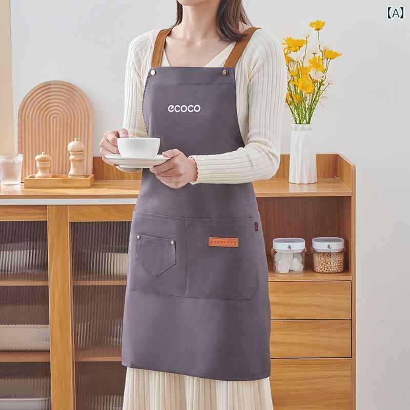 家庭用 キッチン 調理用 エプロン 防水・ 防油 女性用 仕事 防塵 2025年 スペシャル ホーム シンプル カジュアル素材: キャンバスサイズ: フリーサイズ
