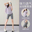 女性用 ヨガ スーツ 夏 2025 新 豪華 ピラティス トレーニング スポーツ ブラウス ショーツ フィットネスウェア.シンプル