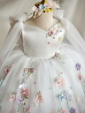 フラワーガール ドレス プリンセス 女の子 ピアノ 演奏 衣装 子供用 誕生日 チュール 花 かわいい 結婚式 パーティー セレモニー