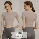 ヨガ 服 半袖 トップ Tシャツ 女性 スポーツフィットネス ピラティス トレーニング ランニング スーツ 夏.シンプル