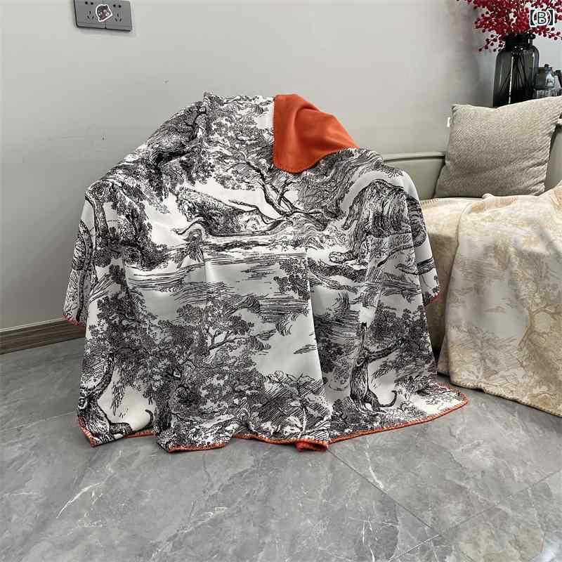 豪華 軽量 ブランケット 小 迪 風 ソファ 母子用 二重層 ホーム 装飾 カバー 豪華な軽奢フリースブランケット小さめ柄が施.赤ちゃんにもの素材