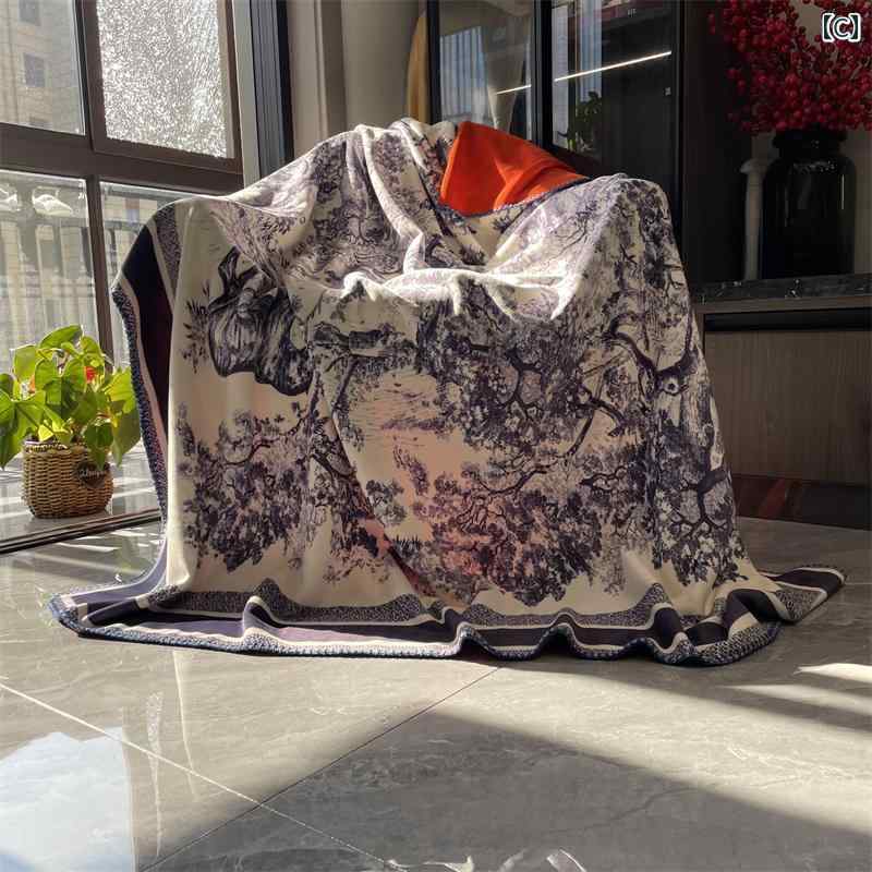 豪華 軽量 ブランケット 小 迪 風 ソファ 母子用 二重層 ホーム 装飾 カバー 豪華な軽奢フリースブランケット小さめ柄が施.赤ちゃんにもの素材 [2]