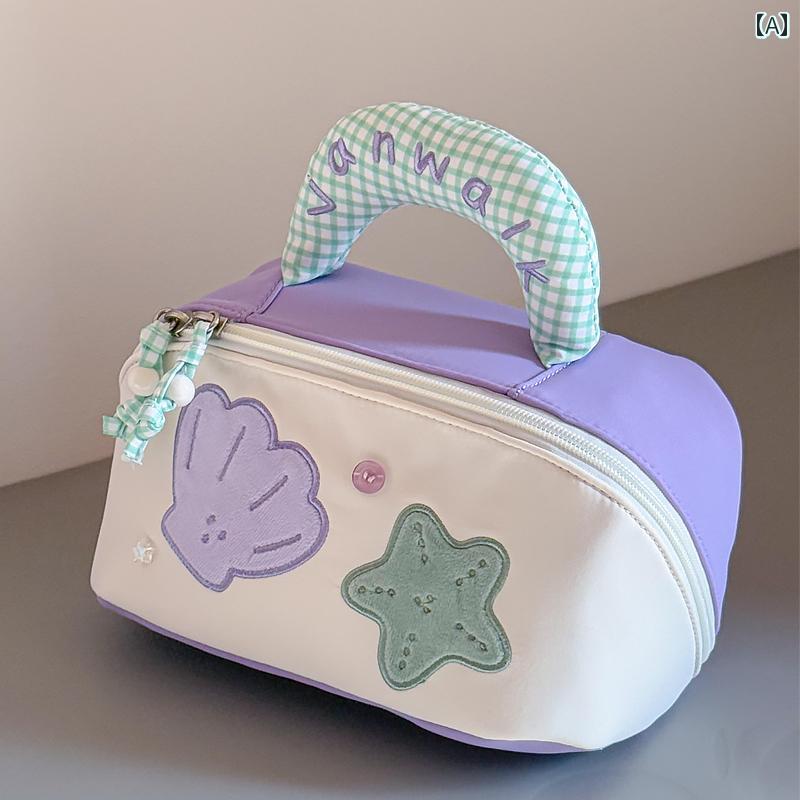 Vanity Bags - 女性用大容量 化粧 ポーチ 2025年新 スタイル オーシャン ガールズ 旅行 ポータブル レイヤード トイレタリー 収納 バッグ