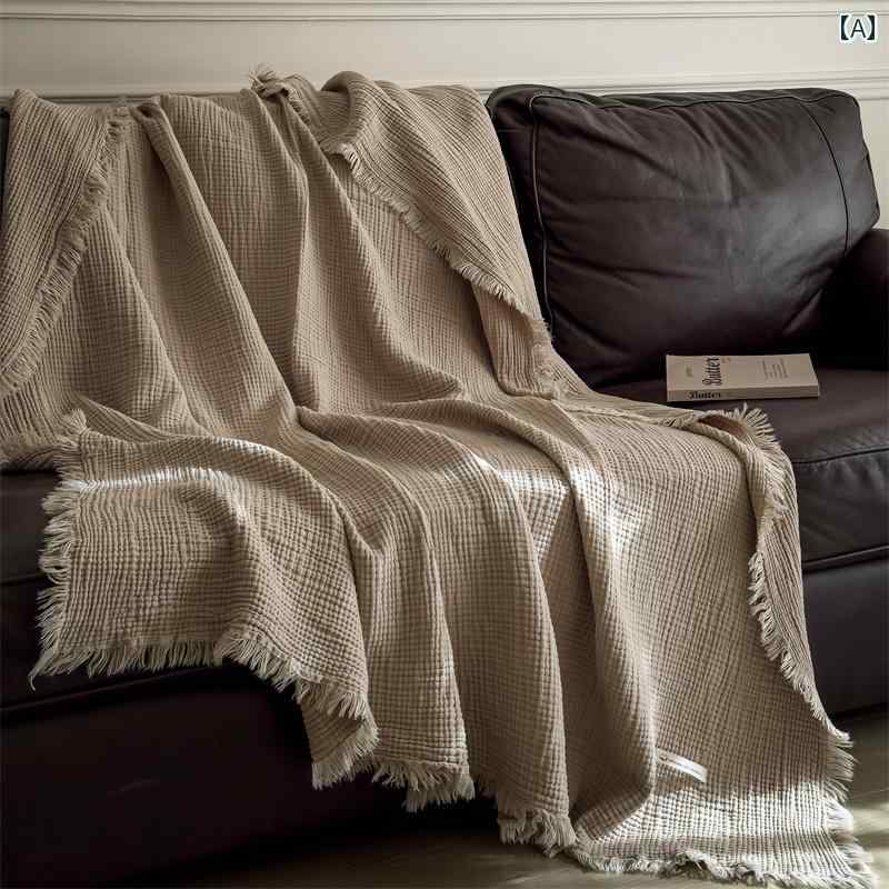 6 層 ガーゼ タオルケット ブランケット 綿 ソファ 軽量 豪華 ベッド エンド タオル ベッドレスト 付き ガーゼタオルカバーブランケットコットンブランケットソファブランケット