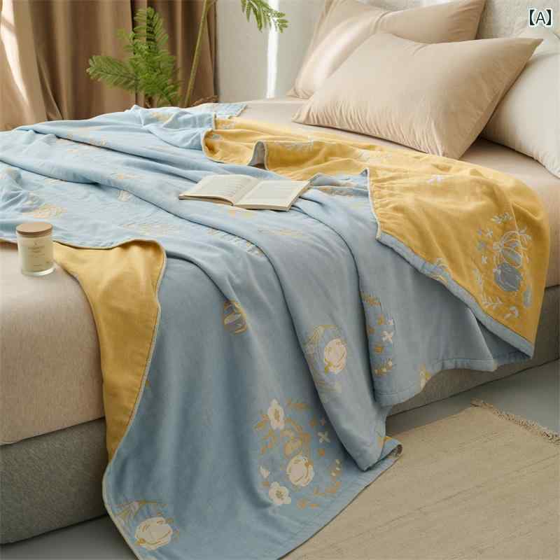 夏用 綿 通気性 4層 ガーゼ タオルケット 薄手お 昼寝用 ブランケット 大人用 クール 夏には通気性の良..