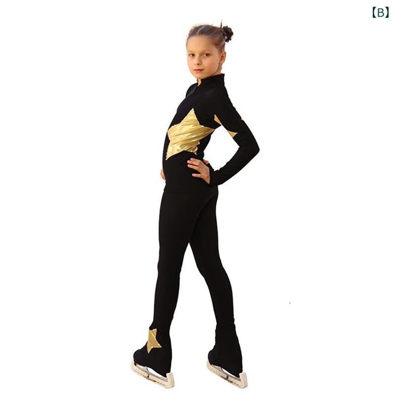 高弾性 女の子 トレーニング 服 スケート フィギュア パンツ 通気性 子供 フリース パフォーマンス セット カジュアル エレガント 2