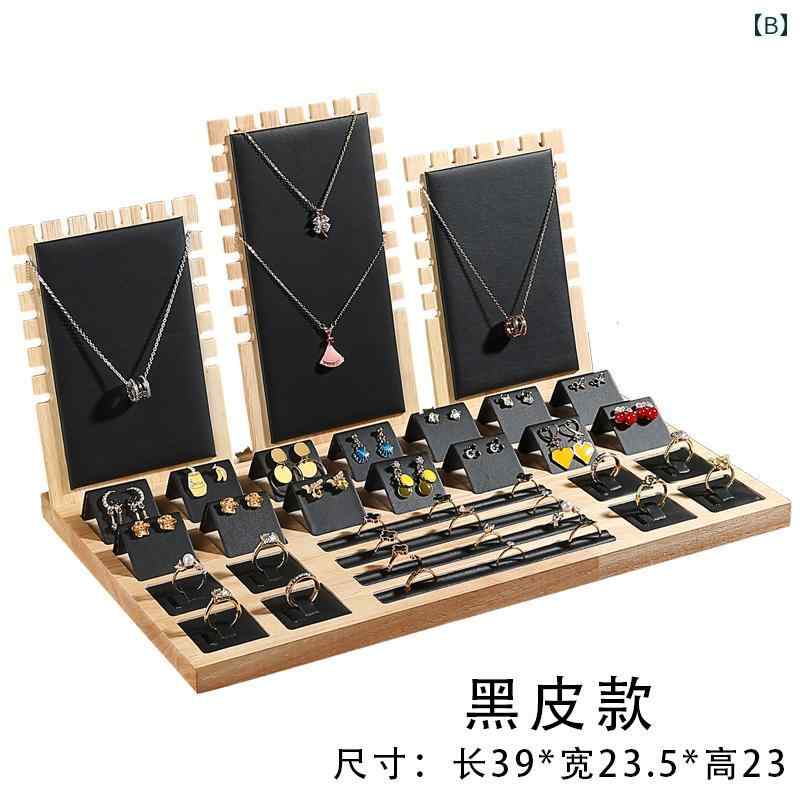 LINEAR shopの無垢材 ジュエリー カウンター ディスプレイ セット 装飾 ネックレス リング イヤリング スタンド 統合 小道具 ジュエリースタンド｜アングル2