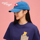 レディース レター ロゴ 刺繍 キャップ レトロ ブラッシュ ド デニム ベースボール ポップカラー カジュアル 帽子 ロゴ プリント