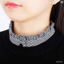 白黒 チェック 柄 フェイク カラー レディース 万能 シャツ インナーウェア コットン シフォン ベビー 装飾.可愛いシンプル