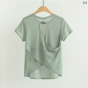 背中が 空洞の 美しい 女性用 ヨガ ウェア トップ ゆったり スポーツ 半袖 ランニング Tシャツ 夏 ピラティス フィットネス カバーアップ