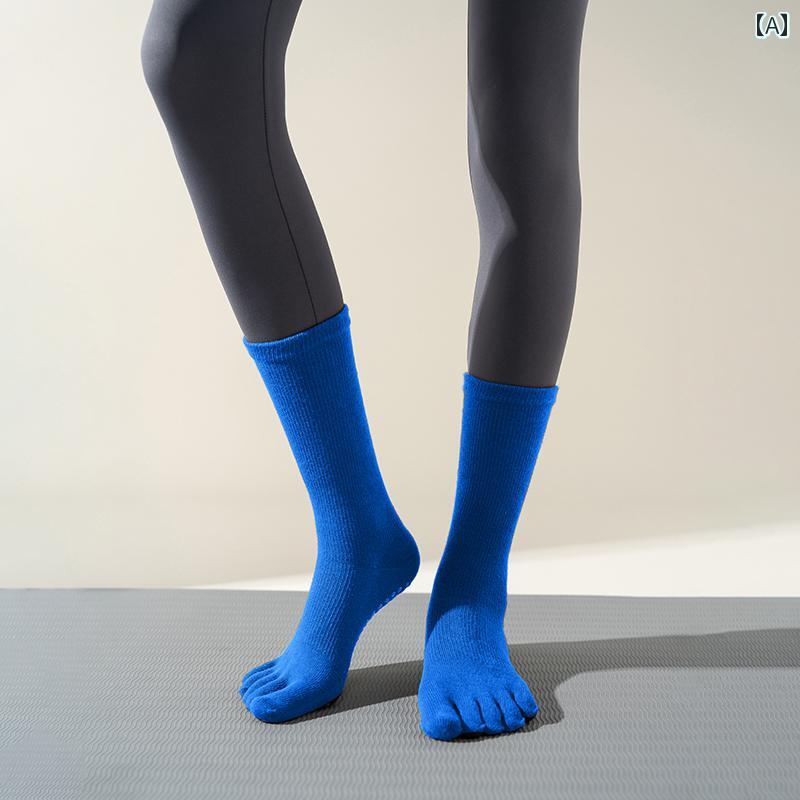 分割 サイズ プロ ヨガ ソックス 女性 5本指 ミッド チューブ 滑りにくい つま先 フィットネ スポーツ ..