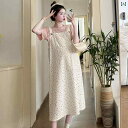 キュートな花柄のマタニティサロペットワンピース 夏用 サスペンダー ドレス 大きいサイズ ゆったりスタイリッシュで洗練2点セット