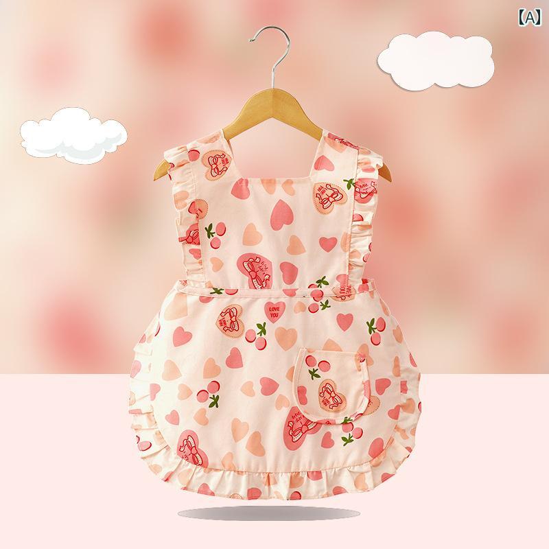 ベビー ガール プリンセス ドレス オーバーオール ダイニング ビブ コットン 防水 防汚 夏用 薄手 女の..