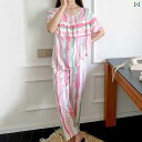 綿 パジャマ 女性 夏 薄手 半袖 パンツ セット ルームウェア セットアップ ガーリー 水玉 レース フラワー 花柄 かわいい