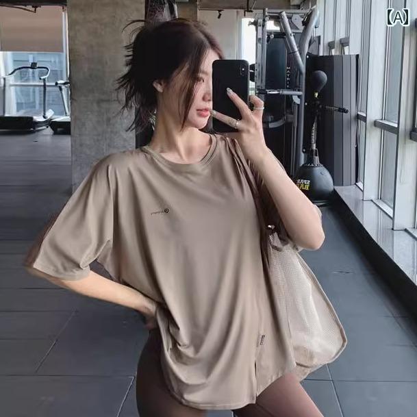 夏 フィットネ スーツ ゆったり スポーツ 半袖 Tシャツ 速乾性 ランニング ヨガ .シンプル.カラフルカラー