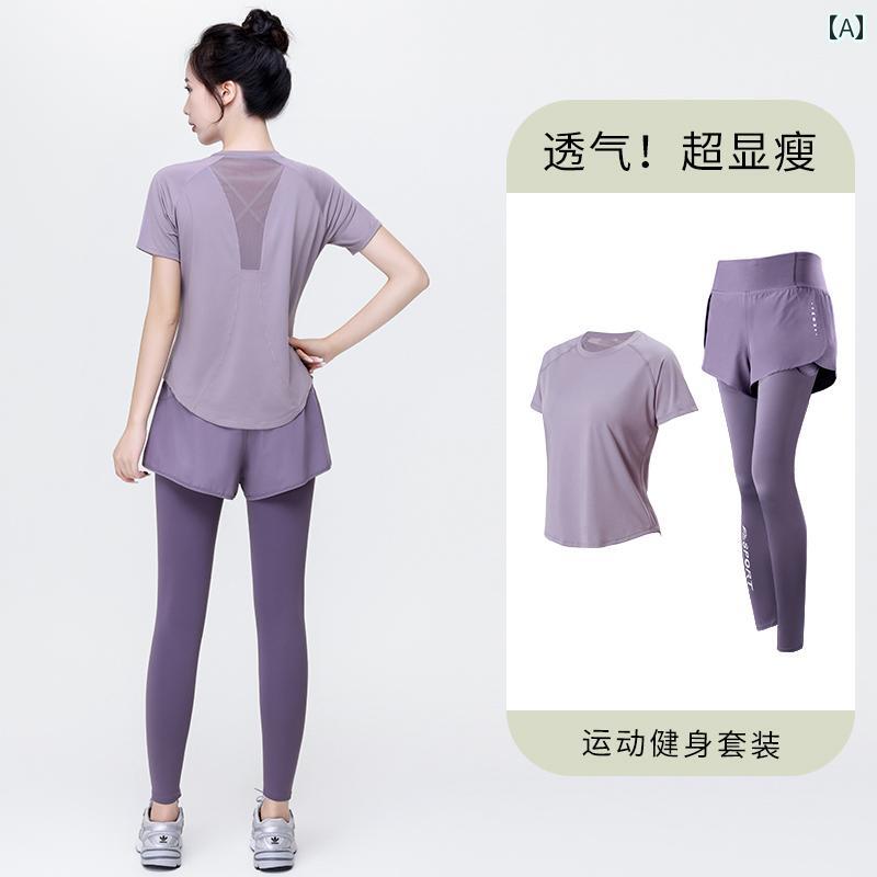 ランニング スポーツ スーツ レディース 2025 フィットネストレーニング ヨガ ウェア 速乾性 服 アウトドア 通気性 朝 ランニングウェア