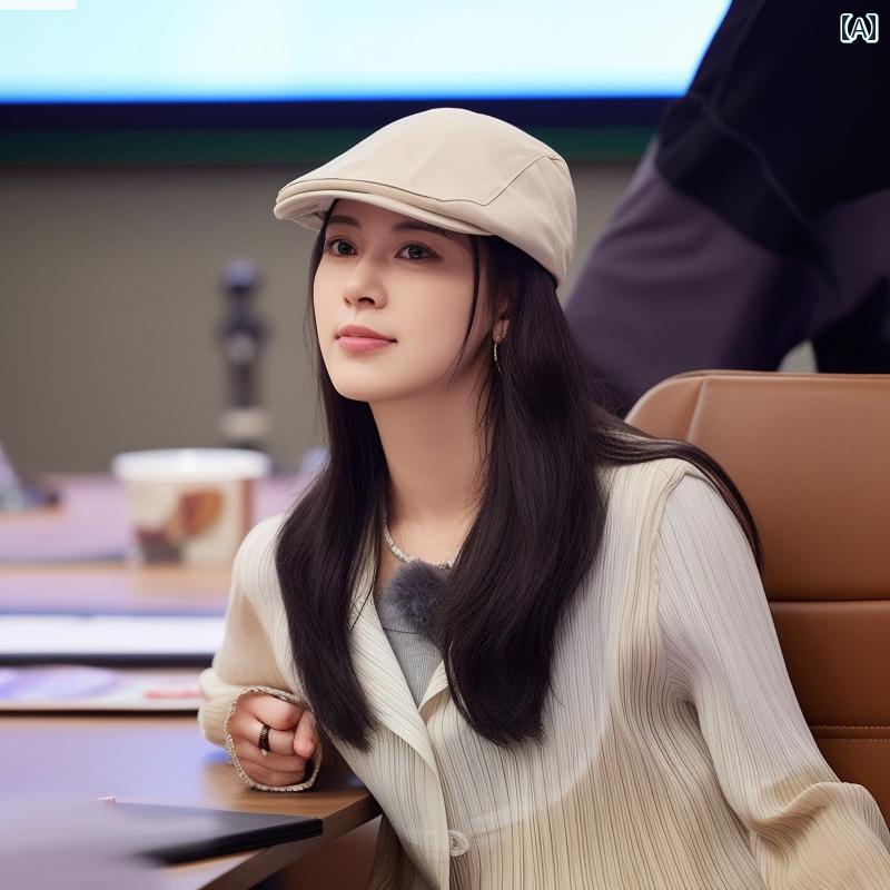 英国 画家 帽子な キャスケット 女性 夏 日焼け防止 フォワード ハット ひさし 付き キャップ.シンプル..