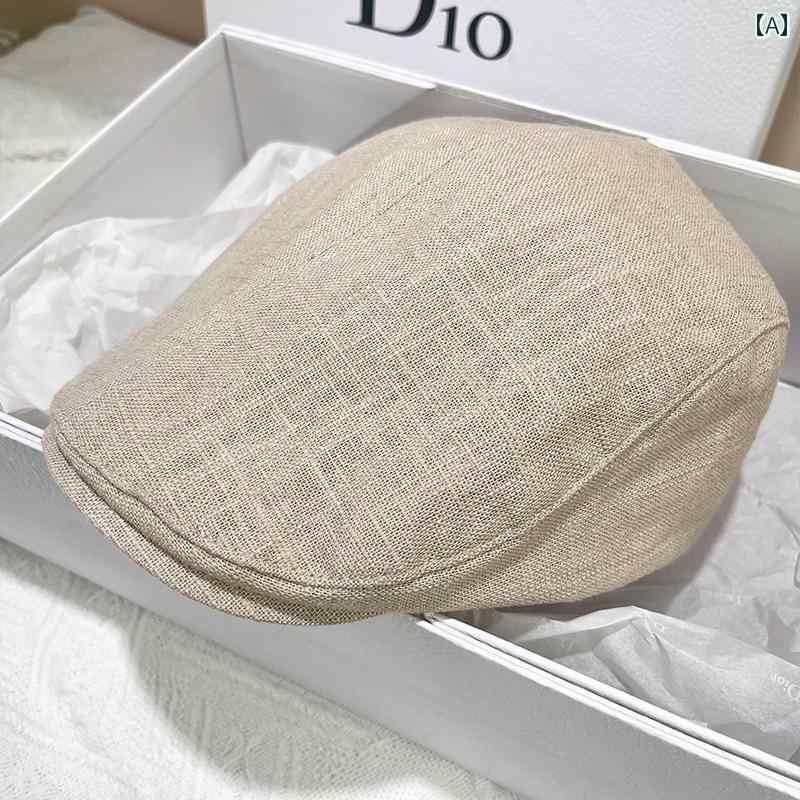 リネン キャップ 軽量 フォワード な レトロ ベレー帽 女性 文学 画家 英国の ニュース ボーイ.シンプル.オシャレ