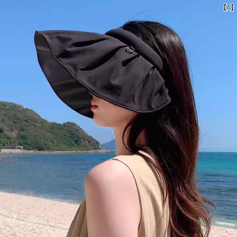 女性用 夏用 サンハット 紫外線 防止 シェル サンシェード トップ つば広 アウトドア用新 スタイル.シンプル可愛い