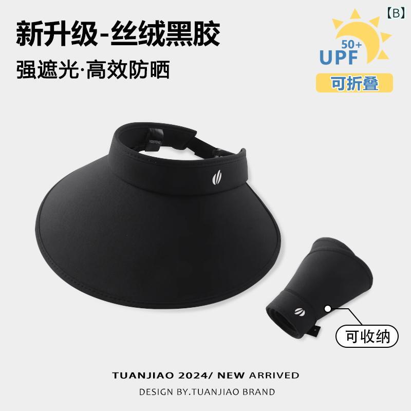 LINEAR shopの女性 サンハット 日焼け防止と 紫外線 夏用 ベルベット 黒い プラスチック製 つば広の 空の トップハット.シンプル可愛い｜アングル2