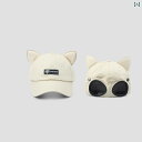 日本 人 デザイナー 共同 猫 耳 ヒップホップ キャップ メガネ パイロット ベースボール.シンプル.オシャレ