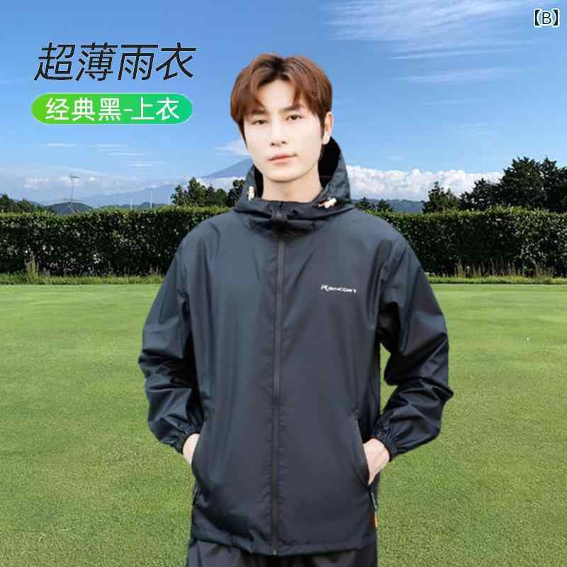 ゴルフ用 レインコート（ 男女兼用） 大雨 防止 アウトドア用 軽量 薄型 スプリット 通気性 スーツ 携帯用 収納 バッグ カジュアル