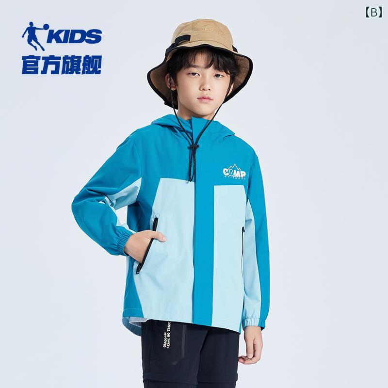 子供用 ジャケット 春 男の子 アウトドアウェア 2025 ビッグ キッズ フード 付き 防 滴 ウィンドブレーカー スポーティー