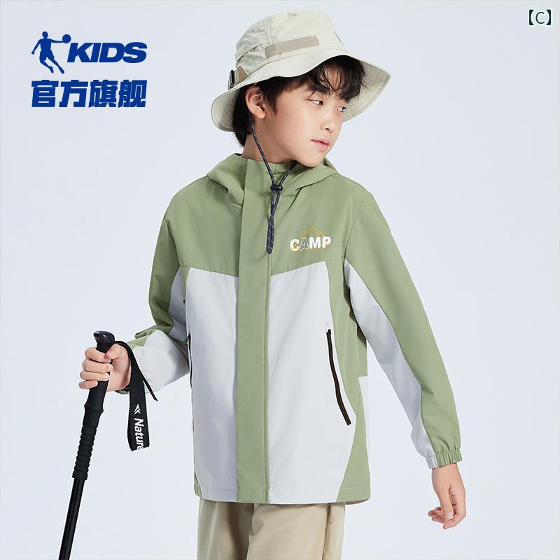 子供用 ジャケット 春 男の子 アウトドアウェア 2025 ビッグ キッズ フード 付き 防 滴 ウィンドブレーカー スポーティー