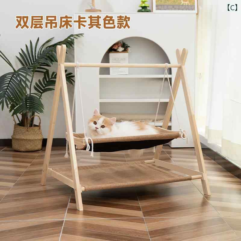 LINEAR shopの猫用 ハンモック スイング 二層 式 ベッド ヴィラ ゆりかご ペット用 ロッキングチェア おもちゃ セルフ エンターテイメント｜アングル3