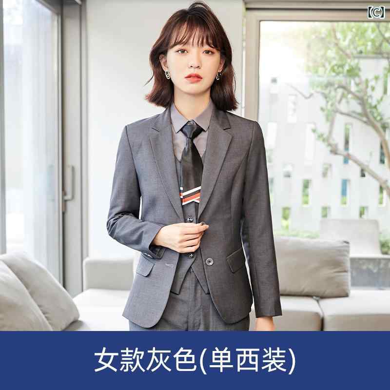グレー スーツ ベスト 大学生 面接用 作業服 ホテル マネージャー ビジネス フォーマル オフィス おしゃれ シンプル 3