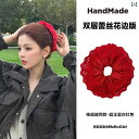 2025年レッド レース .ヘア リング 優しい ロープ アクセサリー 女性用.フレンチレトロ.柔らかい髪留め.可愛いシュシュ