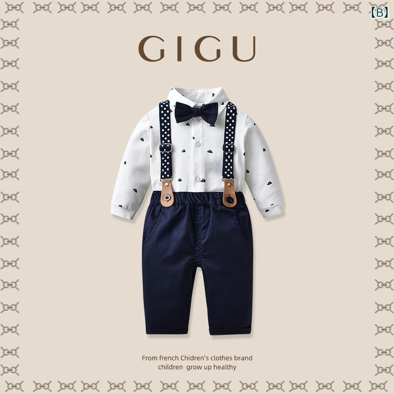 1歳の誕生日パーティー服.赤ちゃんの夏用スーツ.男の子ショートパンツとサスペンダーのセット.カジュアルスタイリッシュ子どもの装い 2