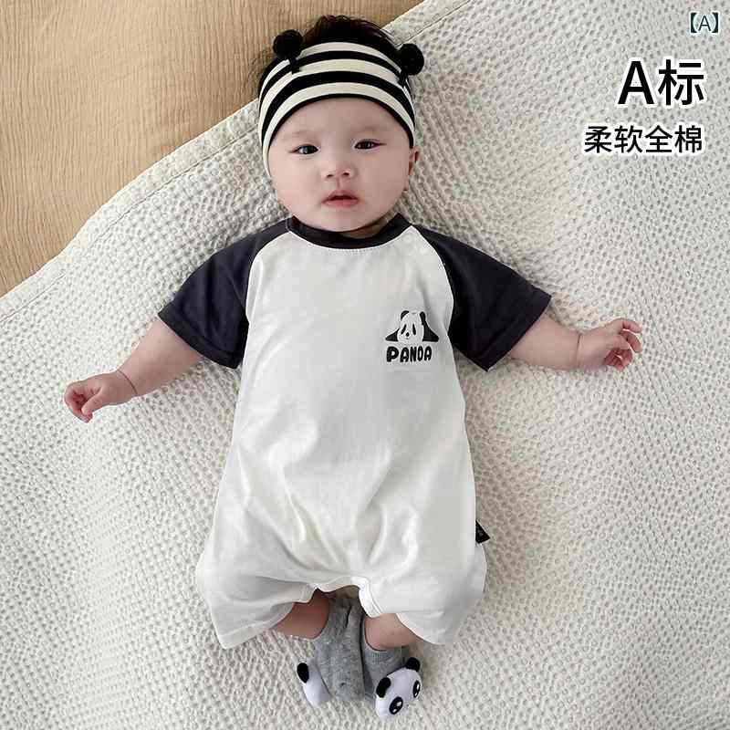 2025年夏 夏ベビー ジャンプスーツ 綿 薄手 ロンパース 生後 1ヶ月 男の子 赤ちゃん にピッタリの外出..