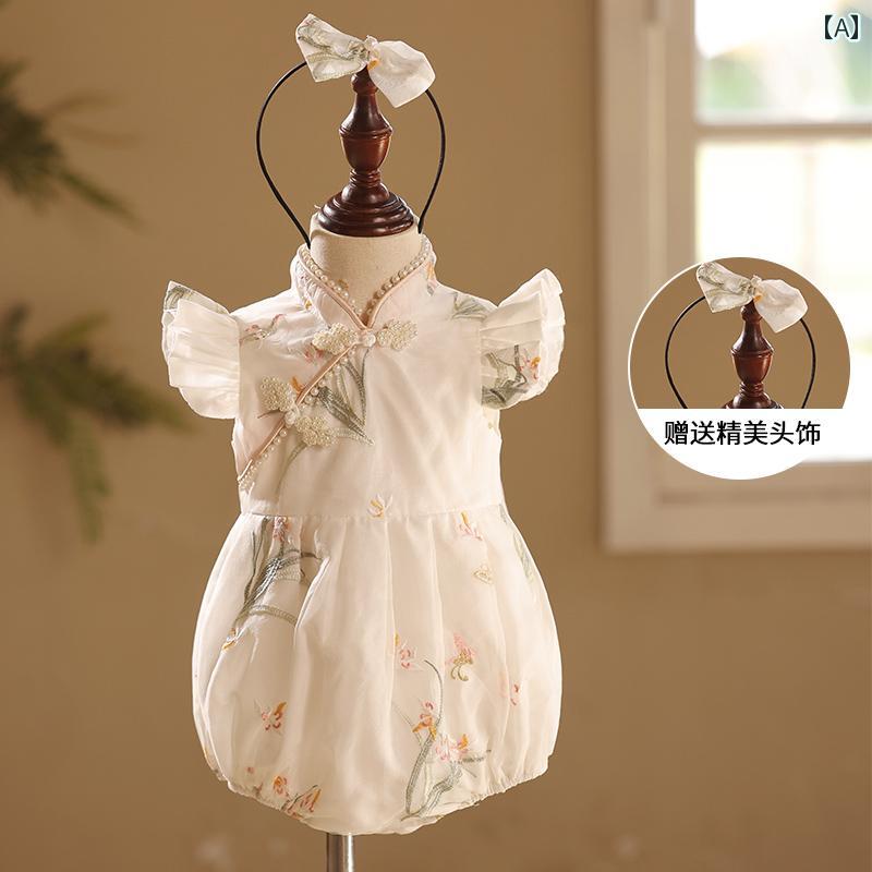 2025年チャイナ風女の子の 1歳 フォーマルドレス 夏 夏ウェアー赤ちゃんのの 誕生日 唐 装ノースリーブ..