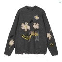 / 江南 ブイ 24 秋冬 ニット.ゆったり. セーター クロシェ フラワー.シンプルスタイル.可愛い.オシャレ.