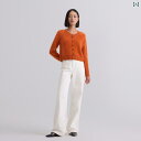 ボタン 付き カーディガンオレンジ ラウンドネック 起毛 厚手 ニット セーター レディース 秋冬.シンプルスタイル.かわいい