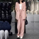 2025年 夏 ワイドパンツ スーツ 女性用 豪華 シンプル エレガント フォーマル オフィス おしゃれ カジュアル