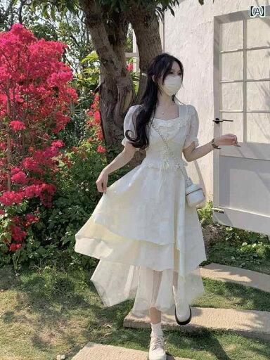 夏 初恋の ミルクの 甘い スカート チュチュ ウエスト ドレス 女性 不規則 フリルの プリンセス カート カジュアル 夏 初恋の ミルクの 甘い スカート チュチュ ウエスト ドレス 女性 不規則 フリルの プリンセス カート カジュアル