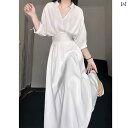 豪華 フレンチ ホワイトティー ドレス 女性用 2025年 夏 スリム シャツ ロング スカート カジュアル おしゃれ