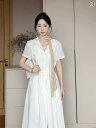 カレッジ 白 シャツ ドレス 女性 2025 夏 ロング スカート カジュアル おしゃれレディース コットン Aライン