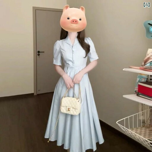 2025 春 新型 服装 ブルー ワンピース レディース フレンチ Vネック シャツ 美しい ロング スカート .可愛いカラフルカラー.オシャレ 2025 春 新型 服装 ブルー ワンピース レディース フレンチ Vネック シャツ 美しい ロング スカート .可愛いカラフルカラー.オシャレ