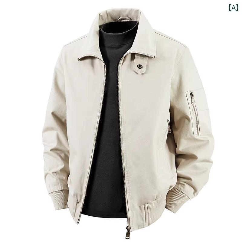 2025 春 コットン ルーズ ラペル ワークウェア メンズジャケット 春秋 パイロット .カラフルカラー.オシャレデザイン。バージョン: ルーズ詳細：明るいステッチ加工：アイロン加工なし基本な街ライナーの有無: ライナーなし適用シナリオ:...