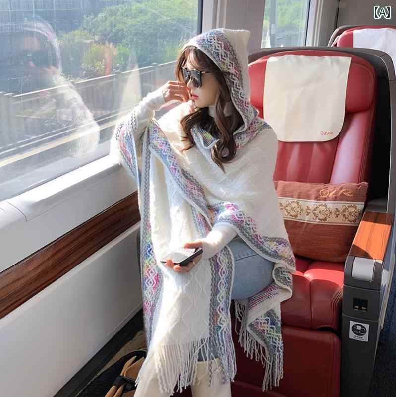 エスニックの フード 付き ショール カラフル タッセル の な マッチの ニット スカーフ 旅行の 写真 撮影 マント 暖かい マント 女性用スタイル: 韓国スタイル: ショール上場年と時期：2025年夏素材：ポリエステル対象: SKU: ST-07-33reyer適用季節：冬.夏.春.秋長さ: 140cm形状: 大きな正方形のタオル機能: 多機能パターン：幾何学模様性別: 女性色の分類：ワインレッド.ブラック.イエロー.ベージュ.ピンク