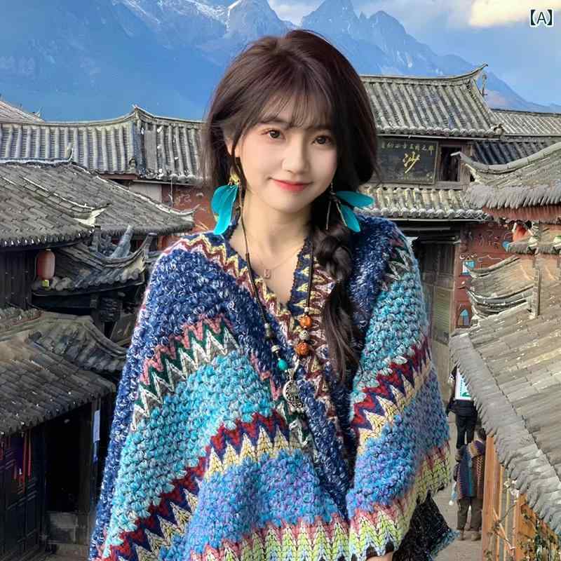 省 麗 江 民族 ブルー 旅行 ショール 女性 アウター センス マント ニット スカーフ.カラフルカラー.オシャレデザイン。かわいい。スタイル: ショール上場年と時期：2025年夏素材：ポリエステル商品コード: ST-07-44545g適用季節：冬.夏.春.秋長さ: 140cm形状: 長方形機能: 装飾パターン：幾何学模様性別: 女性色の分類: ピーコックブルー.ライトピンク.スカイブルー.イエローベージュ.レトログレー.レッドローズ.ローズレッド.ネイビーブルー.グレーベージュ.ブルーグレー.グリーン.ホワイト.ブルーグレー.アーミーグリーン.ライトパープル.スカイブルー.ラストパープル